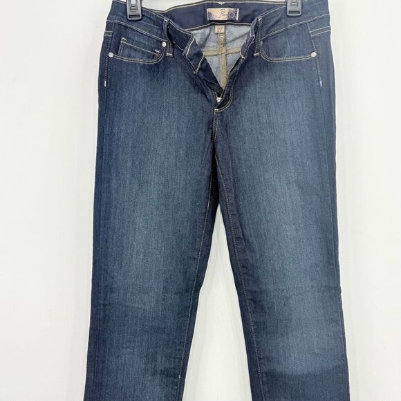 Paige Peg Skinny Dark Wash Mid Rise Tall Denim Jeans - Picture 6 of 16